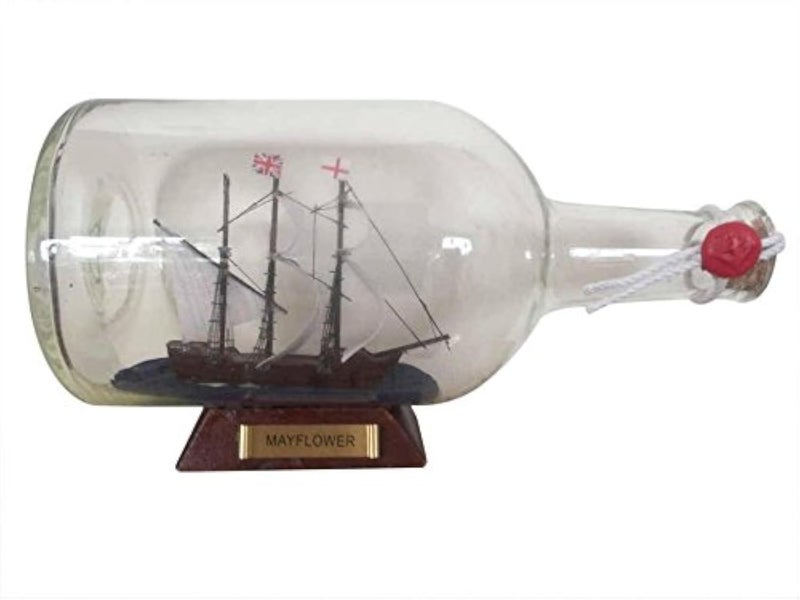 Hampton Nautical Mayflower Ship in a Bottle, 9"